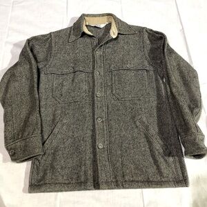 Vintage 80s! Woolrich Style 102 Alaskan Wool Gray Black Wool Shirt Jacket S